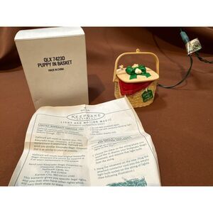 1994 Hallmark Keepsake Puppy In Basket Ornament